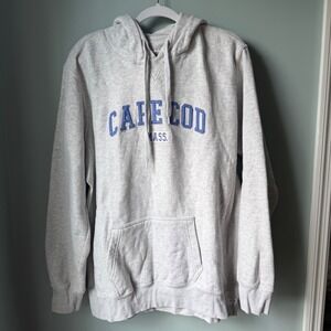 Cuffy's Gray Hoodie Cape Cod Sweatshirt Blue Print Size 2X